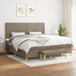 Pat box spring cu saltea, gri taupe, 200x200 cm, textil GartenMobel Dekor