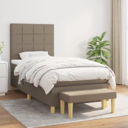 Pat box spring cu saltea, gri taupe, 90x200 cm, textil GartenMobel Dekor