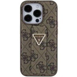 Husa Grip Stand 4G Triangle Strass pentru iPhone 15 – maro
