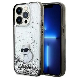 Husa Karl Lagerfeld Liquid Glitter Choupette case for iPhone 14 Pro - transparent