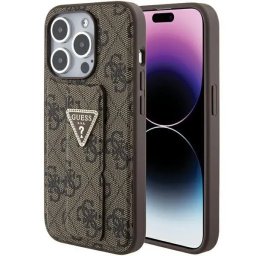 Husa Husă rigida Grip Stand 4G Triangle Strass pentru iPhone 15 Pro – maro