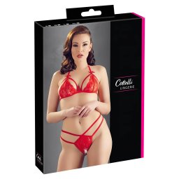 Cottelli - set sutien dantelă deschis (roșu) - XL