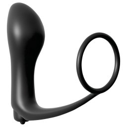 Analfantasy - vibrator anal cu deget și inel pentru penis - silicon negru