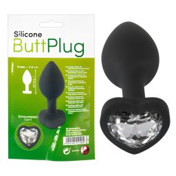You2Toys - dop anal cu piatră albă - silicon negru