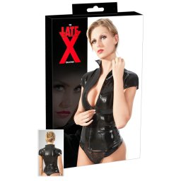 Latex - top damă scurt cu fermoar - negru