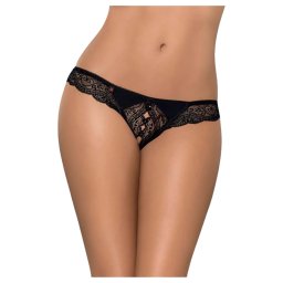 Obsessive - tanga damă deschisă din dantelă cu pietre - negru - L/XL