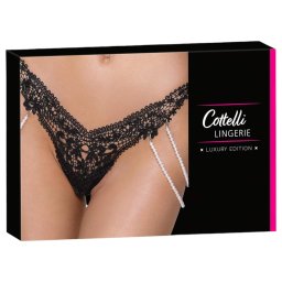 Cottelli - tanga de lux brodat cu perle (negru) - M/L