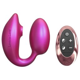 Wonderlover - vibrator G cu stimulare clitoridiană (roz metallic)