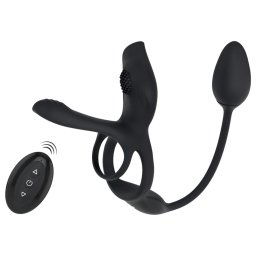 Couples Choice - inel vibratoare multifuncțional (negru)