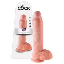 King Cock - dildo realist cu testicule 25 cm - culoare naturală