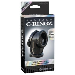 Pipedream Fantasy Cock Pipe - inel pentru penis și inel pentru întinderea testiculelor (negru)