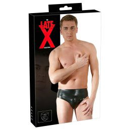 LATEX - chiloți bărbați cu dildo anal interior (negru) - M