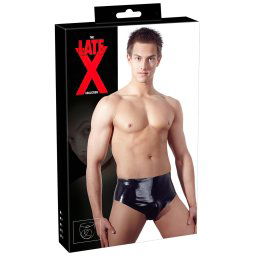 Latex - chiloți bărbați cu dildo anal interior conic (negru) - M