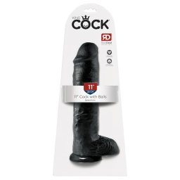 King Cock 11 - dildo cu ventuză și testicule - 28cm - negru