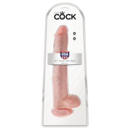 King Cock - dildo mare cu testicule - 35 cm - culoare naturală