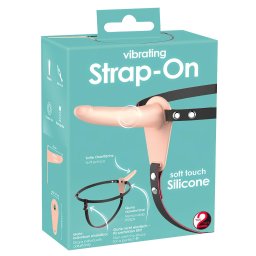 You2Toys - vibrator strap-on cu baterie reîncărcabilă - piele natur