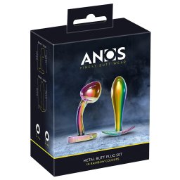 ANOS Metal Rainbow - set dopuri anale metalice - 2 piese