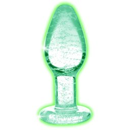 Booty Sparks Glow in the Dark M - dop anal sticlă (transparent)