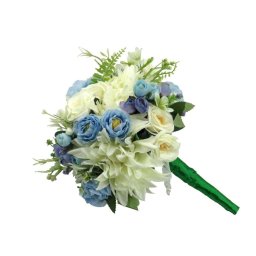 Buchet mireasa/nasa cu flori de matase, albastru & alb – ILIF406019