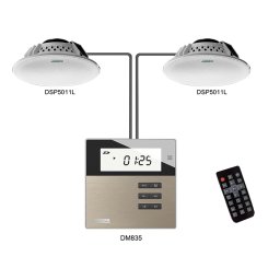 Sistem DSPPA M2U cu Amplificator 2x10W De Perete DM835W (USB/SD/FM/BT) + 2x Boxe De Tavan 2x10W DSP5011L