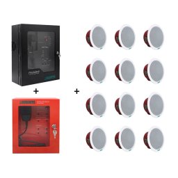 Sistem Sonorizare de Evacuare DSPPA PAVA 2240 EN54 240W + Microfon Pompier + 12x Boxe De Tavan 10W