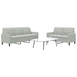 Set de canapele cu perne, 2 piese, gri deschis, catifea GartenMobel Dekor