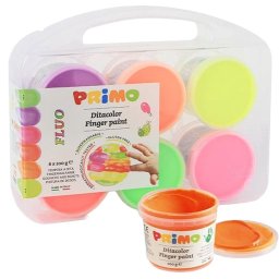 Tempera fluorescenta Morocolor Primo, pentru pictat cu degetele, 6 culori, 100 ml