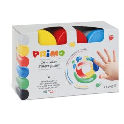 Tempera pentru desenat cu degetul Morocolor Primo, 50 g, 6 culori/set