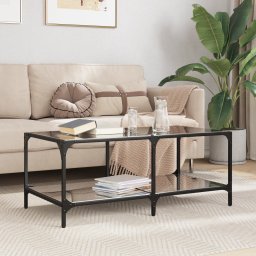 Masuta de cafea cu blat din sticla neagra 98,5x50x40 cm otel GartenMobel Dekor