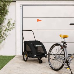 Remorca bicicleta animale companie, negru, textil oxford/fier GartenMobel Dekor
