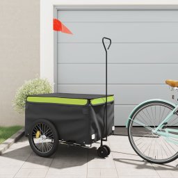 Remorca pentru biciclete, negru si verde, 45 kg, fier GartenMobel Dekor