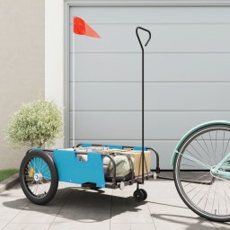 Remorca bicicleta, albastru si negru, tesatura oxford si fier GartenMobel Dekor