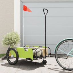 Remorca bicicleta, verde si negru, tesatura oxford si fier GartenMobel Dekor