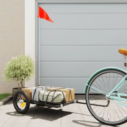 Remorca de bicicleta, negru, 122x53x28 cm, fier GartenMobel Dekor