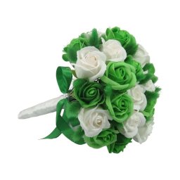 Buchet mireasa/nasa cu flori de sapun, alb si verde - ILIF406021