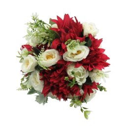 Buchet mireasa/nasa cu flori de matase, rosu & alb – ILIF406020