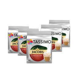 Set 5 x Cutii Capsule cafea, Tassimo Jacobs Au Lait, 80 bauturi x 180 ml, 80 capsule