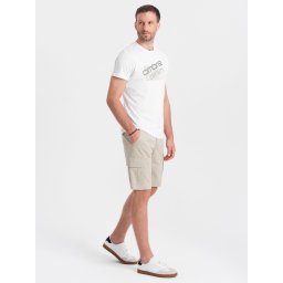 Ombre Men's monochromatic shorts with cargo pockets - beige