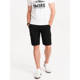 Ombre Men's single color shorts with cargo pockets - black
