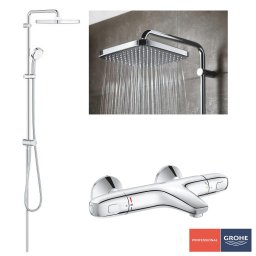 Pachet: Coloana dus Grohe Tempesta 250,palarie patrata, baterie cada/dus Grohtherm 1000 (26694001, 34816003 )