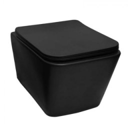 Set vas WC suspendat Fluminia Tornado Flush, cu capac soft close, negru mat