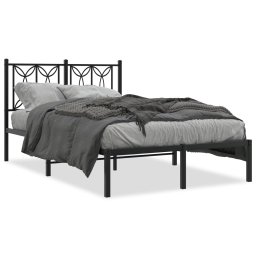 Cadru de pat metalic cu tablie, negru, 120x190 cm GartenMobel Dekor