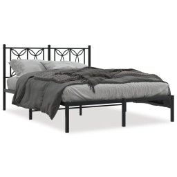 Cadru de pat metalic cu tablie, negru, 135x190 cm GartenMobel Dekor