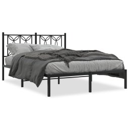 Cadru de pat metalic cu tablie, negru, 140x190 cm GartenMobel Dekor