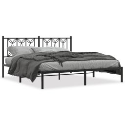 Cadru de pat metalic cu tablie, negru, 183x213 cm GartenMobel Dekor
