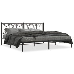 Cadru de pat metalic cu tablie, negru, 193x203 cm GartenMobel Dekor