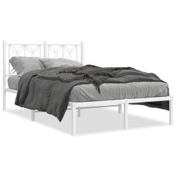 Cadru de pat metalic cu tablie, alb, 120x190 cm GartenMobel Dekor