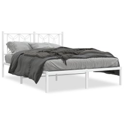 Cadru de pat metalic cu tablie, alb, 135x190 cm GartenMobel Dekor