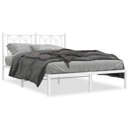 Cadru de pat metalic cu tablie, alb, 140x190 cm GartenMobel Dekor
