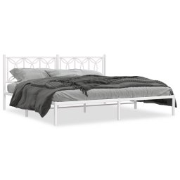 Cadru de pat metalic cu tablie, alb, 193x203 cm GartenMobel Dekor